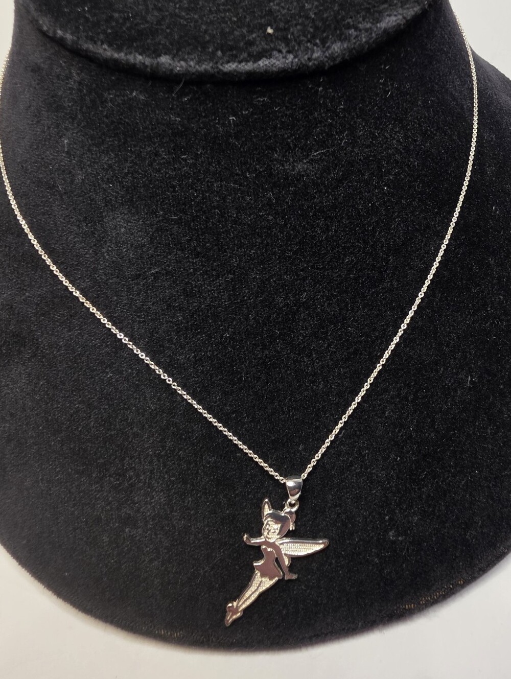 Sterling Silver TINKERBELL Fairy Pendant Necklace - Silver